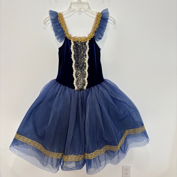 Classical Ballet Tutu Child XL Royal Blue Gold Trim Elegant Revolution Dancewear - Picture 11 of 16